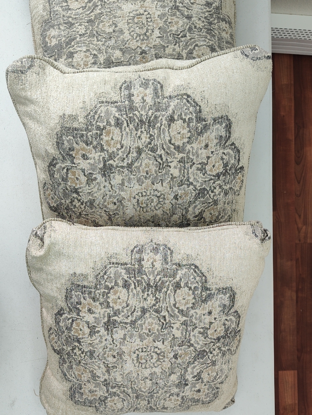 Decorative Medallion Throw Pillow - Cream and Gray